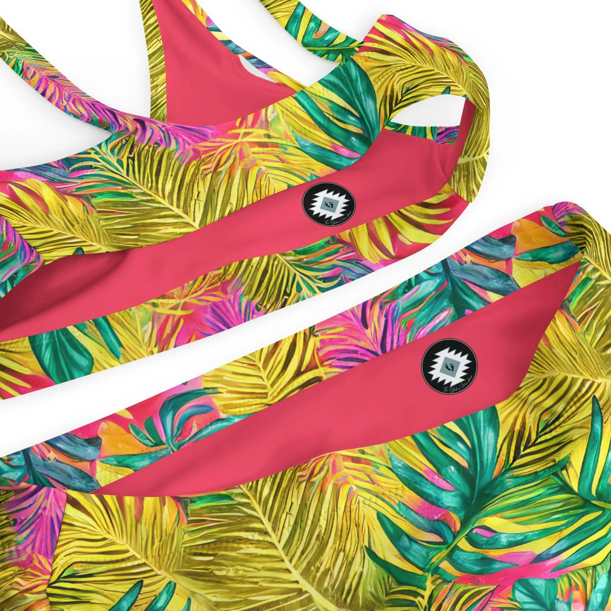 Hawaiian Tropical Leaves Recycled High-Waisted Bikini - The Global Wanderer