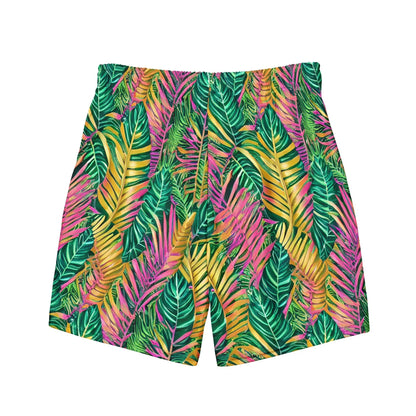 Hawaiian Tropical Leaves Recycled Men's Swim Trunks - The Global Wanderer