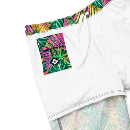 Hawaiian Tropical Leaves Recycled Men's Swim Trunks - The Global Wanderer