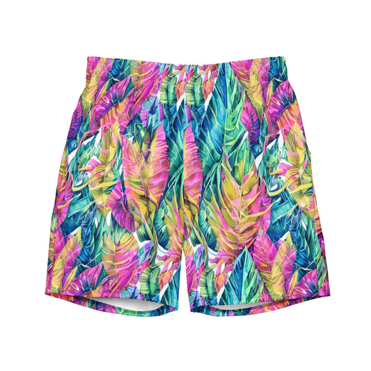 Hawaiian Tropical Leaves Recycled Men's Swim Trunks - The Global Wanderer