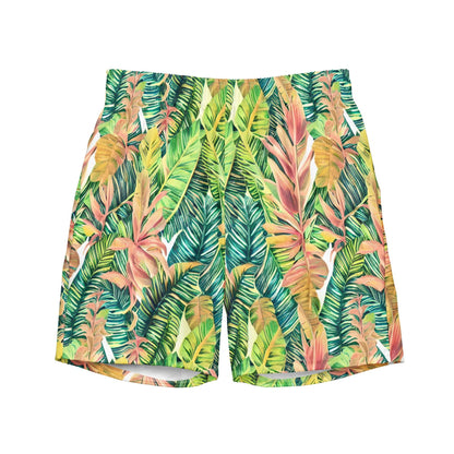 Hawaiian Tropical Leaves Recycled Men's Swim Trunks - The Global Wanderer