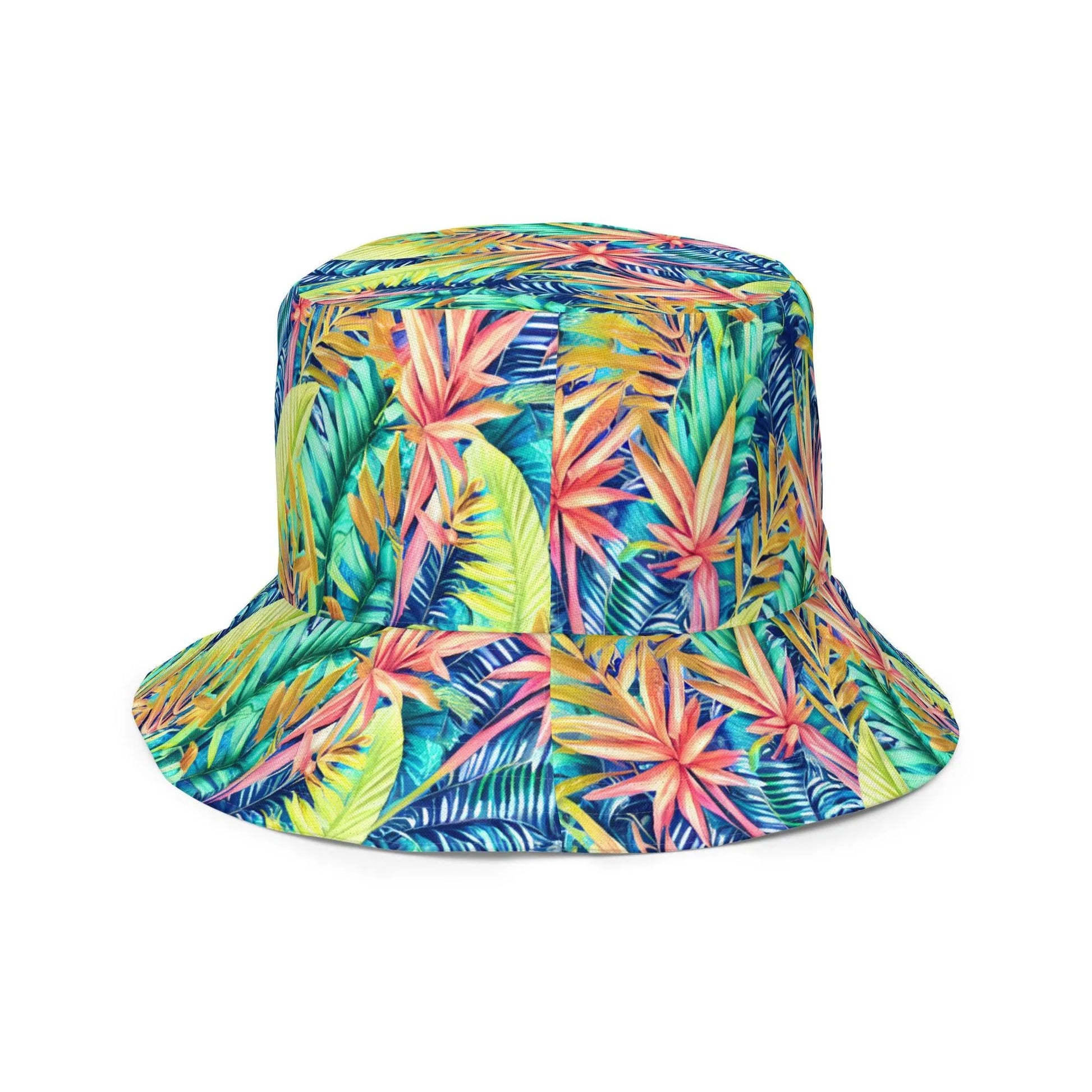 Hawaiian Tropical Leaves Reversible Bucket Hat - The Global Wanderer