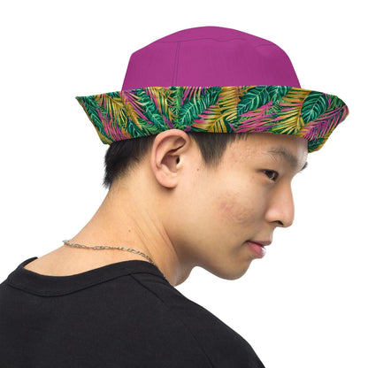 Hawaiian Tropical Leaves Reversible Bucket Hat - The Global Wanderer