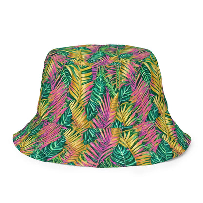 Hawaiian Tropical Leaves Reversible Bucket Hat - The Global Wanderer