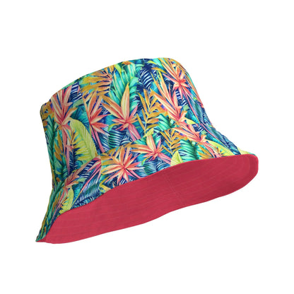 Hawaiian Tropical Leaves Reversible Bucket Hat - The Global Wanderer