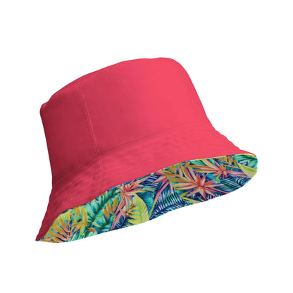 Hawaiian Tropical Leaves Reversible Bucket Hat - The Global Wanderer