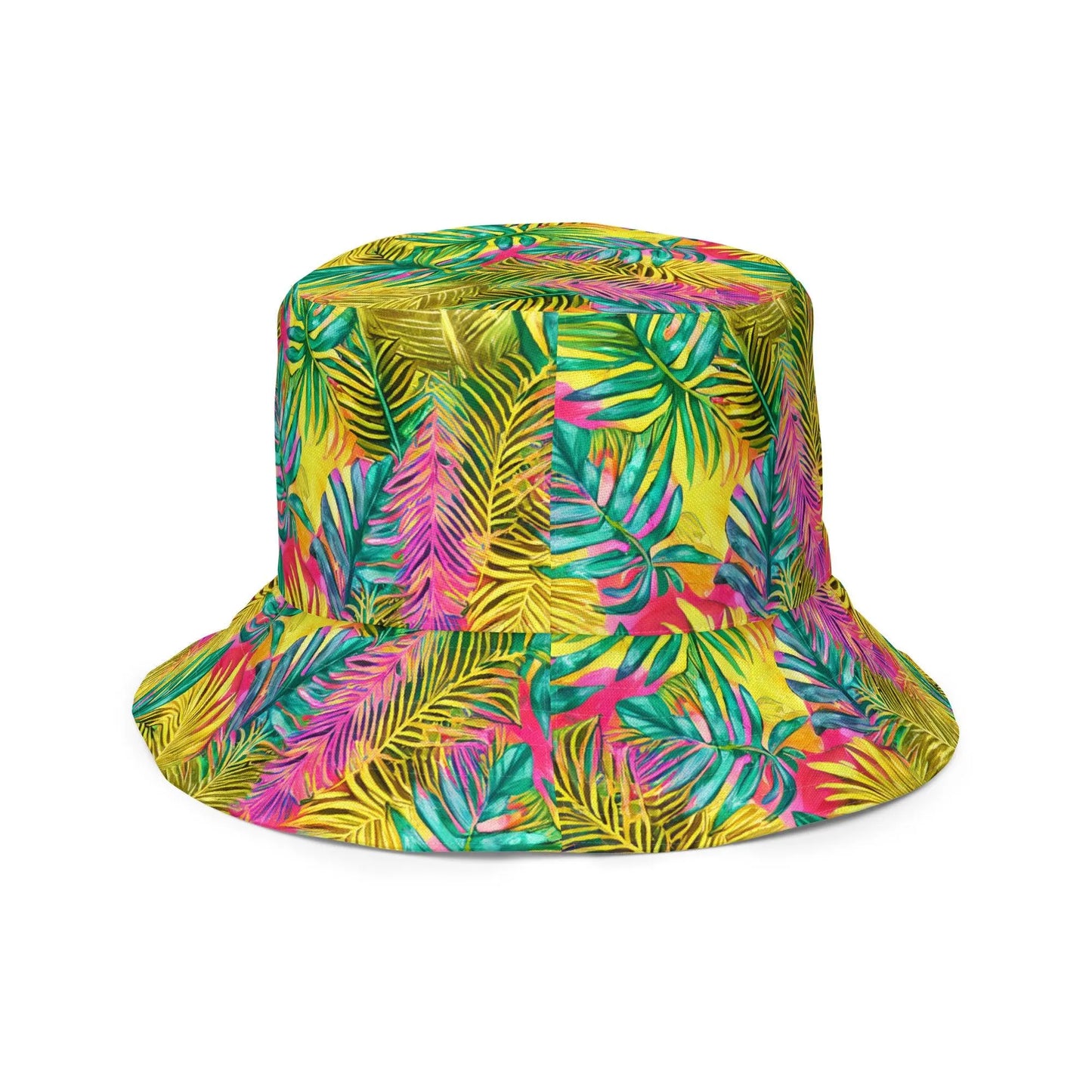 Hawaiian Tropical Leaves Reversible Bucket Hat - The Global Wanderer