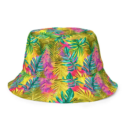 Hawaiian Tropical Leaves Reversible Bucket Hat - The Global Wanderer