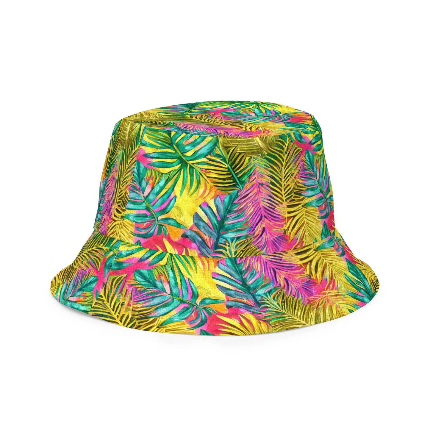 Hawaiian Tropical Leaves Reversible Bucket Hat - The Global Wanderer