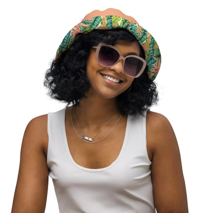 Hawaiian Tropical Leaves Reversible Bucket Hat - The Global Wanderer