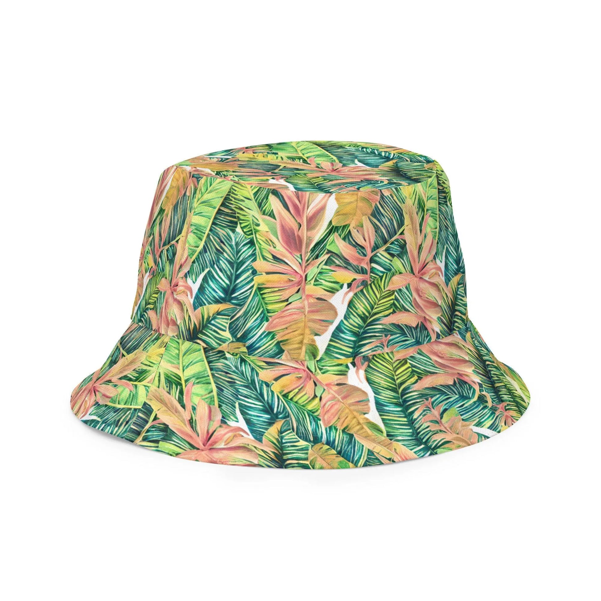 Hawaiian Tropical Leaves Reversible Bucket Hat - The Global Wanderer