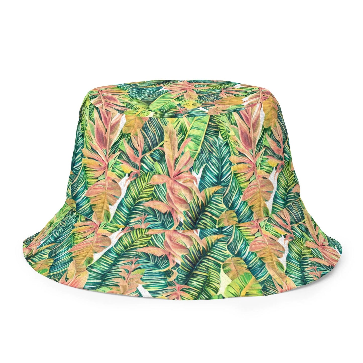 Hawaiian Tropical Leaves Reversible Bucket Hat - The Global Wanderer