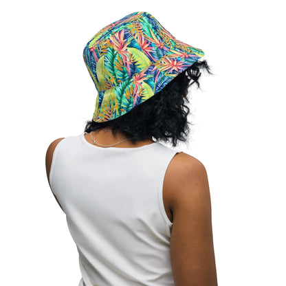 Hawaiian Tropical Leaves Reversible Bucket Hat - The Global Wanderer