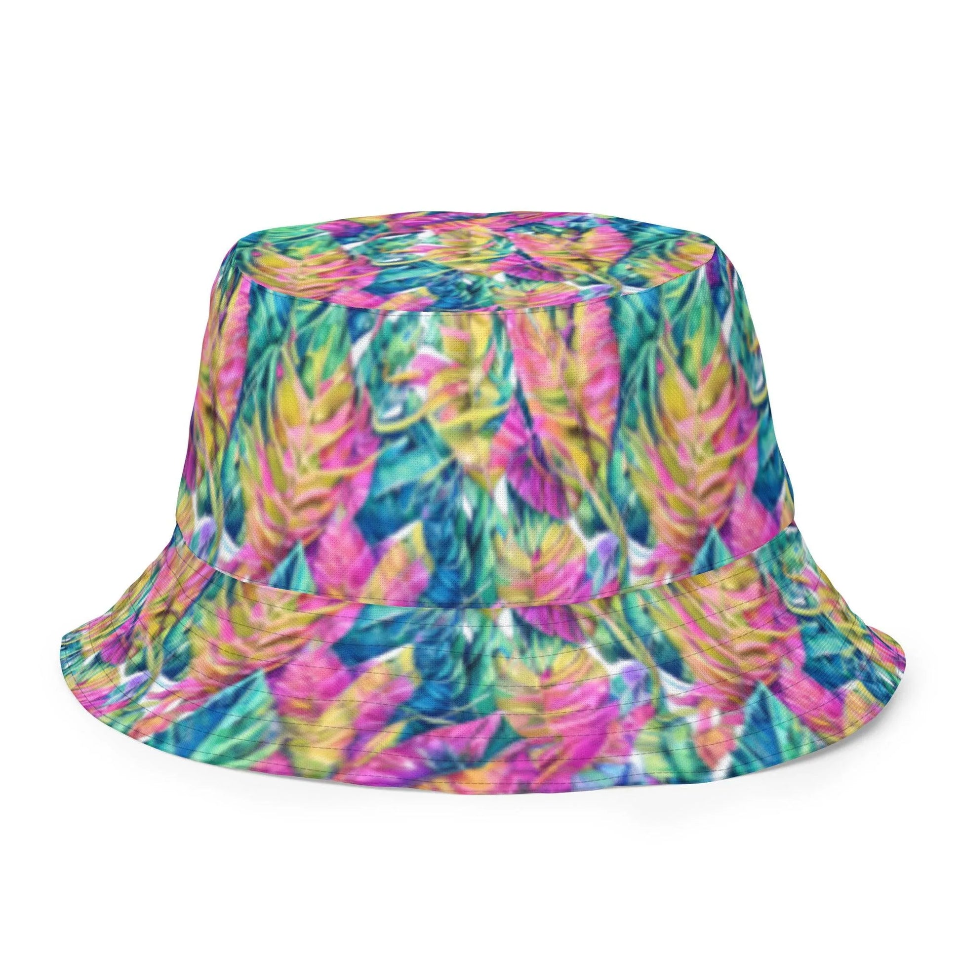 Hawaiian Tropical Leaves Reversible Bucket Hat - The Global Wanderer