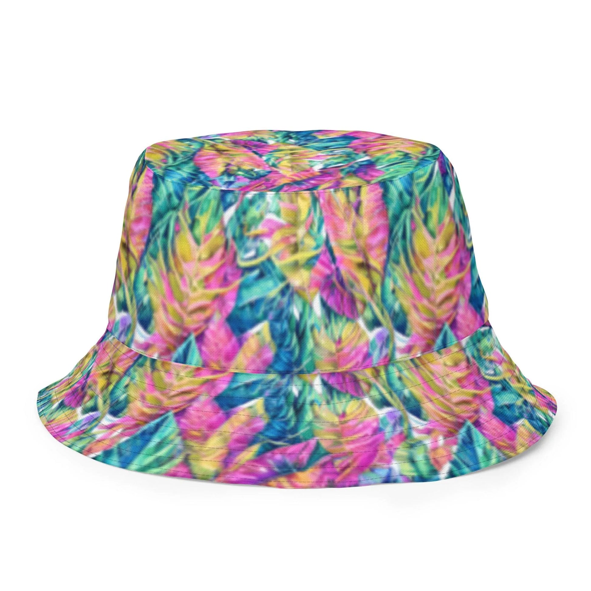 Hawaiian Tropical Leaves Reversible Bucket Hat - The Global Wanderer