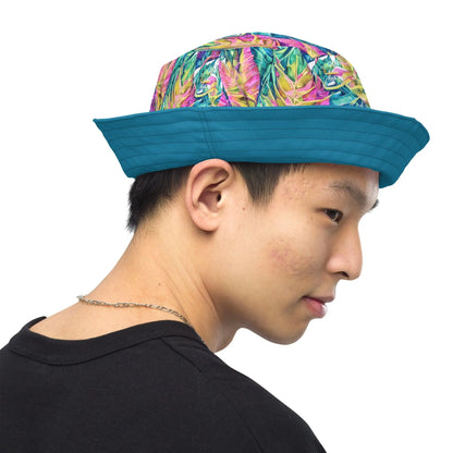 Hawaiian Tropical Leaves Reversible Bucket Hat - The Global Wanderer