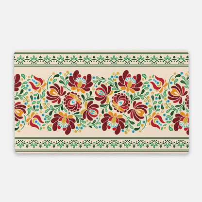 Hungarian Matyó Beige Desk Mat - The Global Wanderer