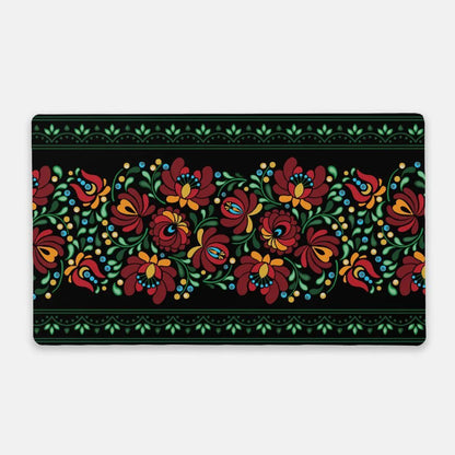 Hungarian Matyó Black Desk Mat - The Global Wanderer