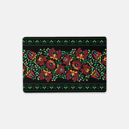 Hungarian Matyó Black Desk Mat - The Global Wanderer