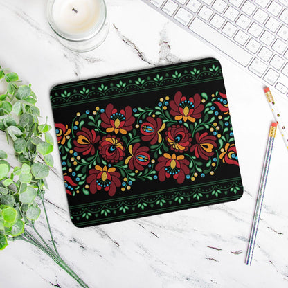 Hungarian Matyó Black Mouse Pad - The Global Wanderer