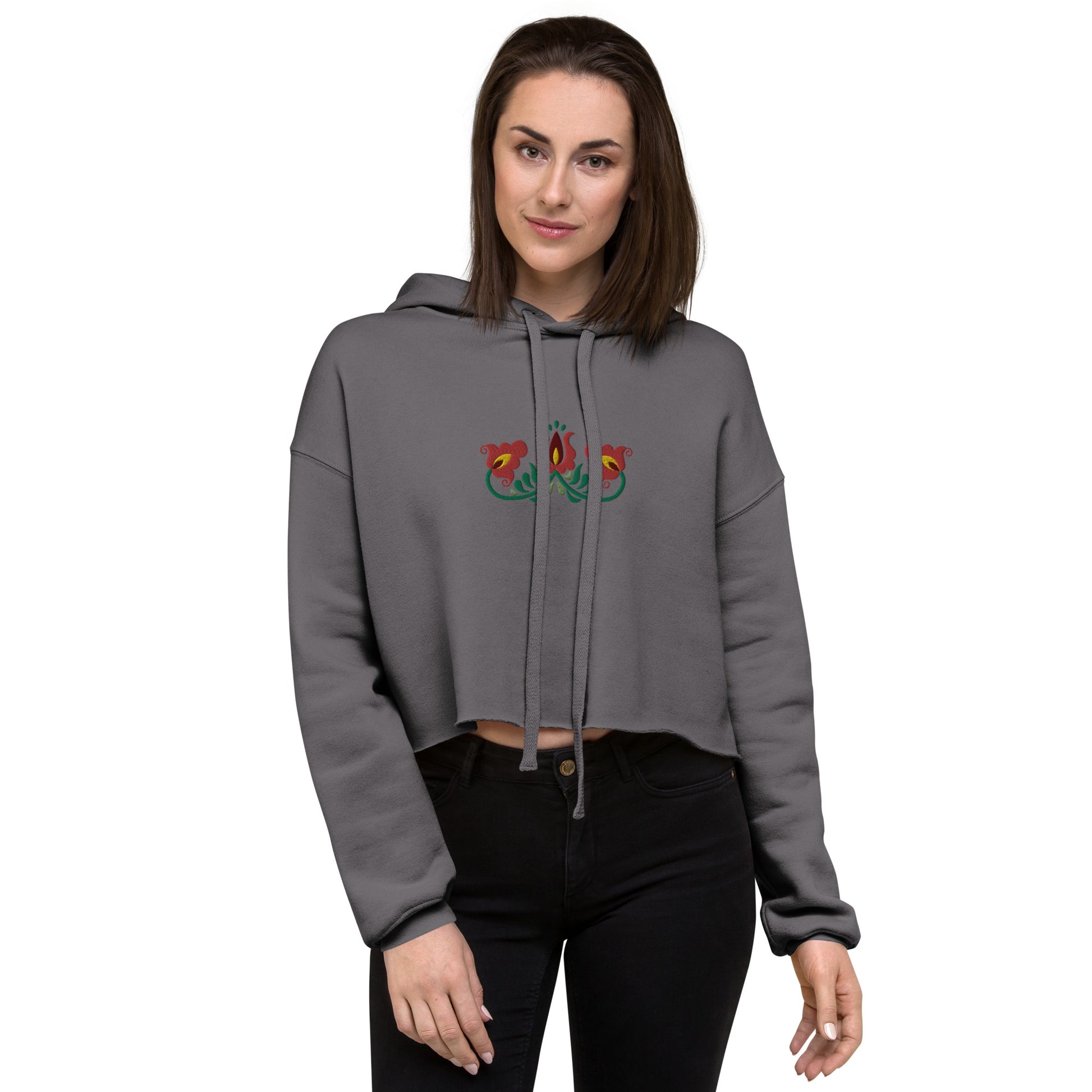 Hungarian Matyó Cropped Hoodie - The Global Wanderer