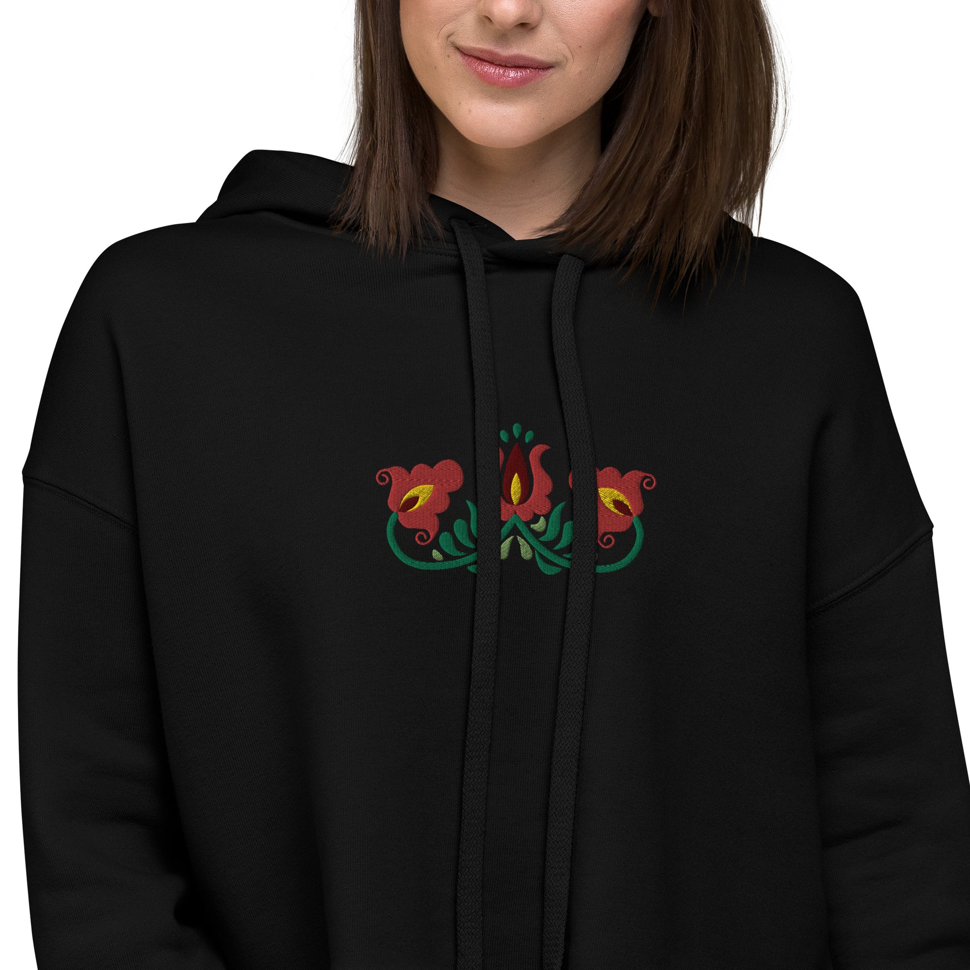 Hungarian Matyó Cropped Hoodie - The Global Wanderer