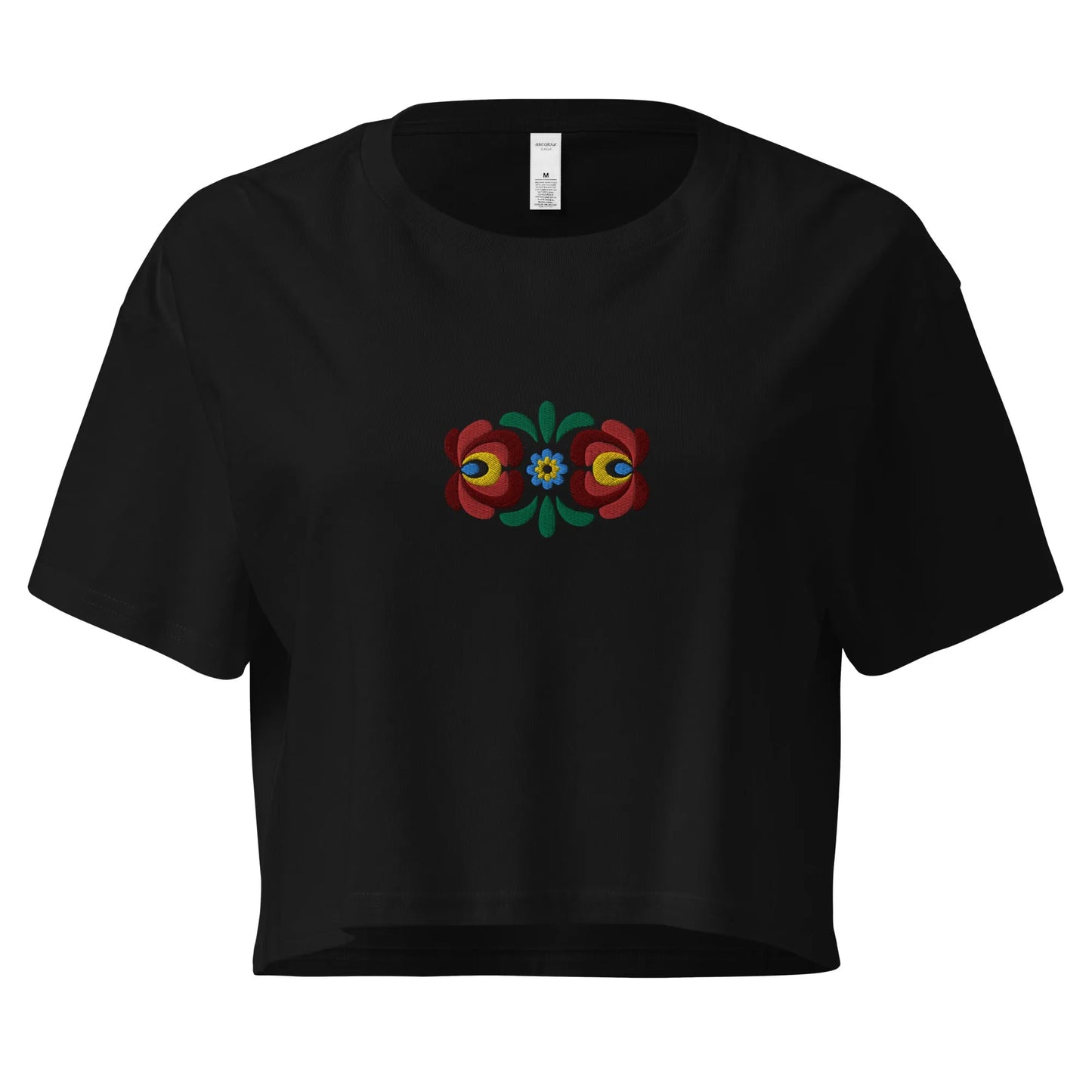 Hungarian Matyó Embroidered Cropped T-Shirt - The Global Wanderer