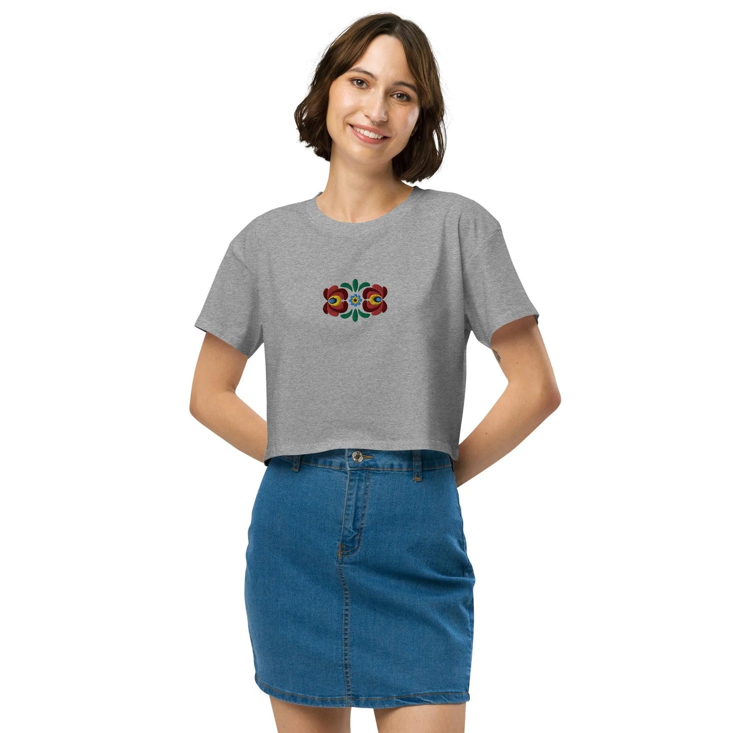 Hungarian Matyó Embroidered Cropped T-Shirt - The Global Wanderer