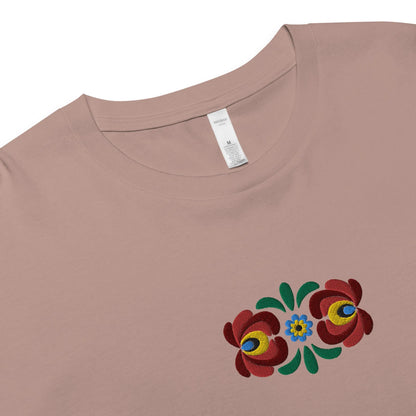 Hungarian Matyó Embroidered Cropped T-Shirt - The Global Wanderer