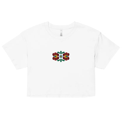 Hungarian Matyó Embroidered Cropped T-Shirt - The Global Wanderer