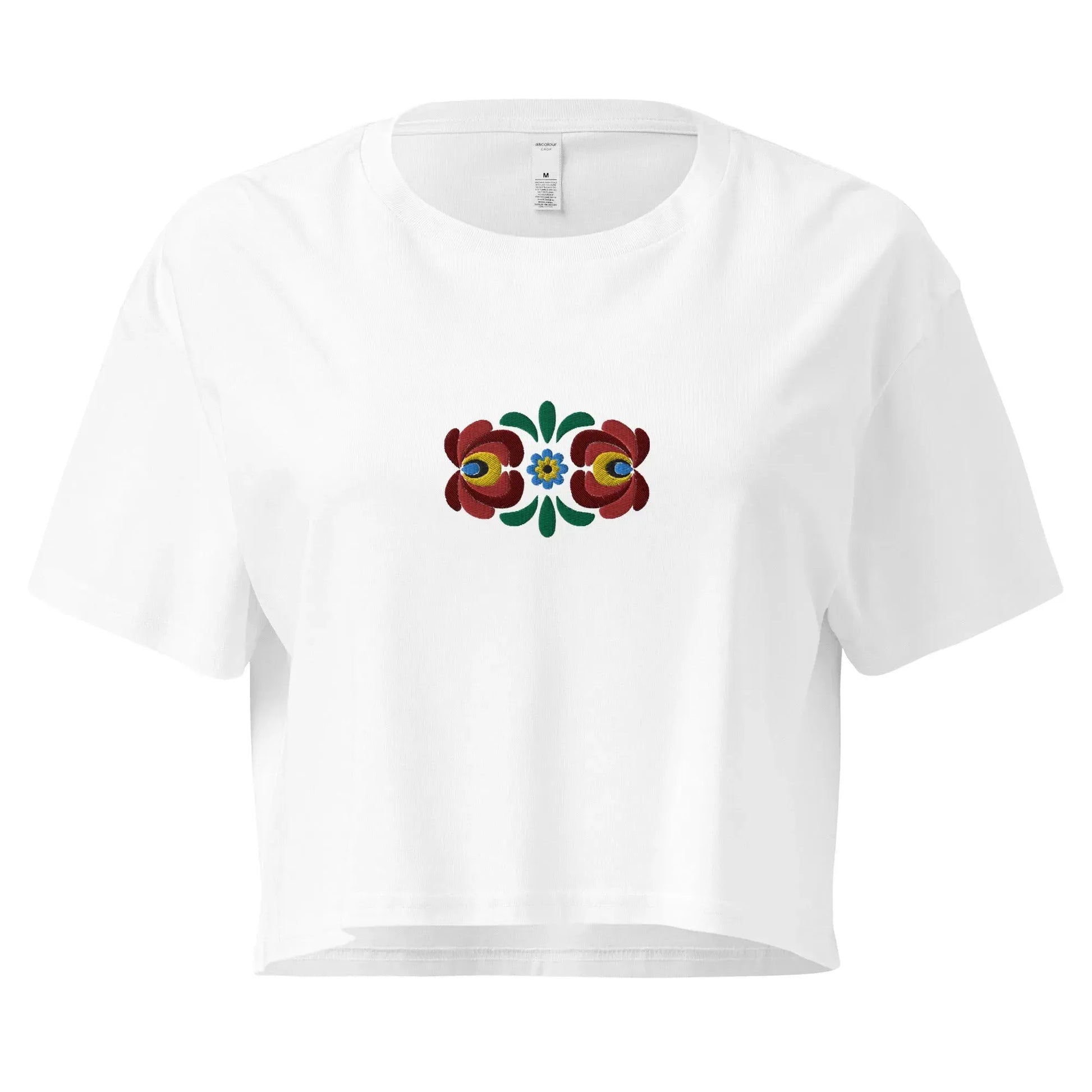 Hungarian Matyó Embroidered Cropped T-Shirt - The Global Wanderer