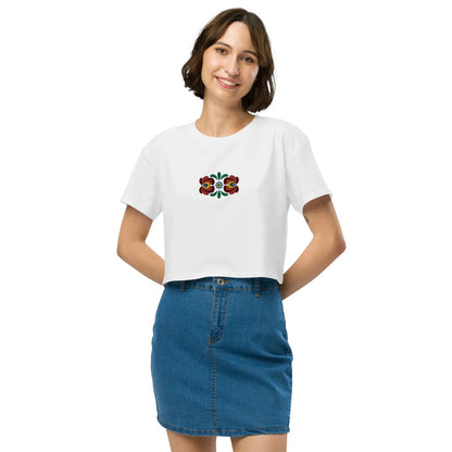 Hungarian Matyó Embroidered Cropped T-Shirt - The Global Wanderer