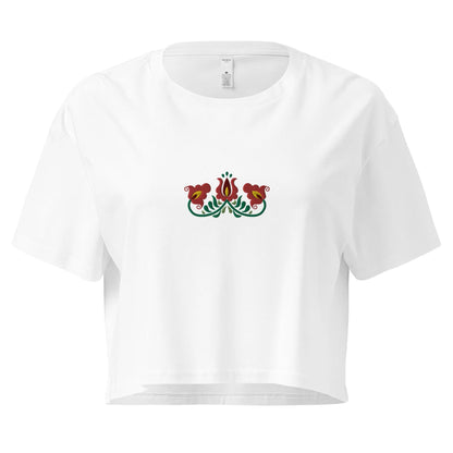 Hungarian Matyó Embroidered Cropped T-Shirt - The Global Wanderer