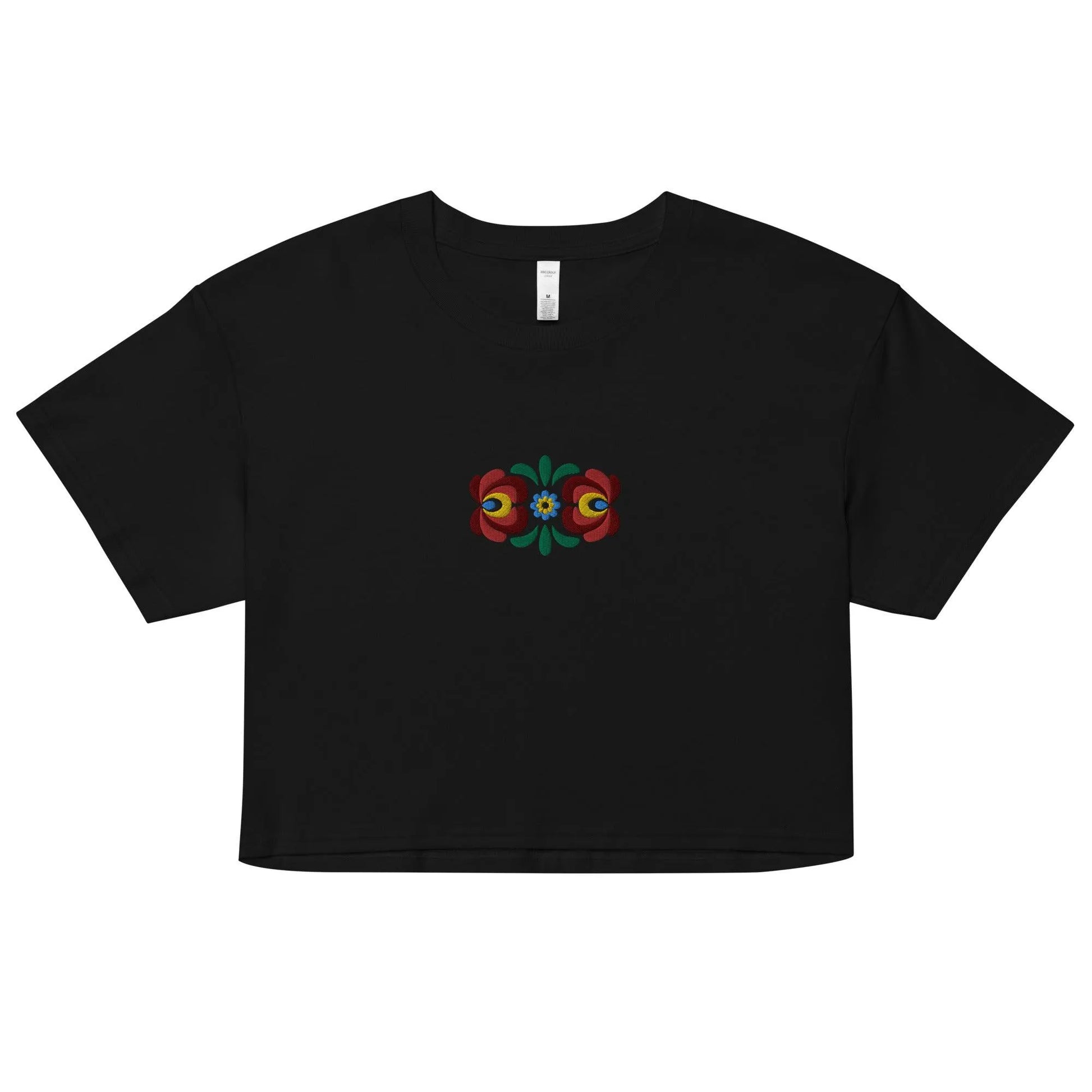 Hungarian Matyó Embroidered Cropped T-Shirt - The Global Wanderer