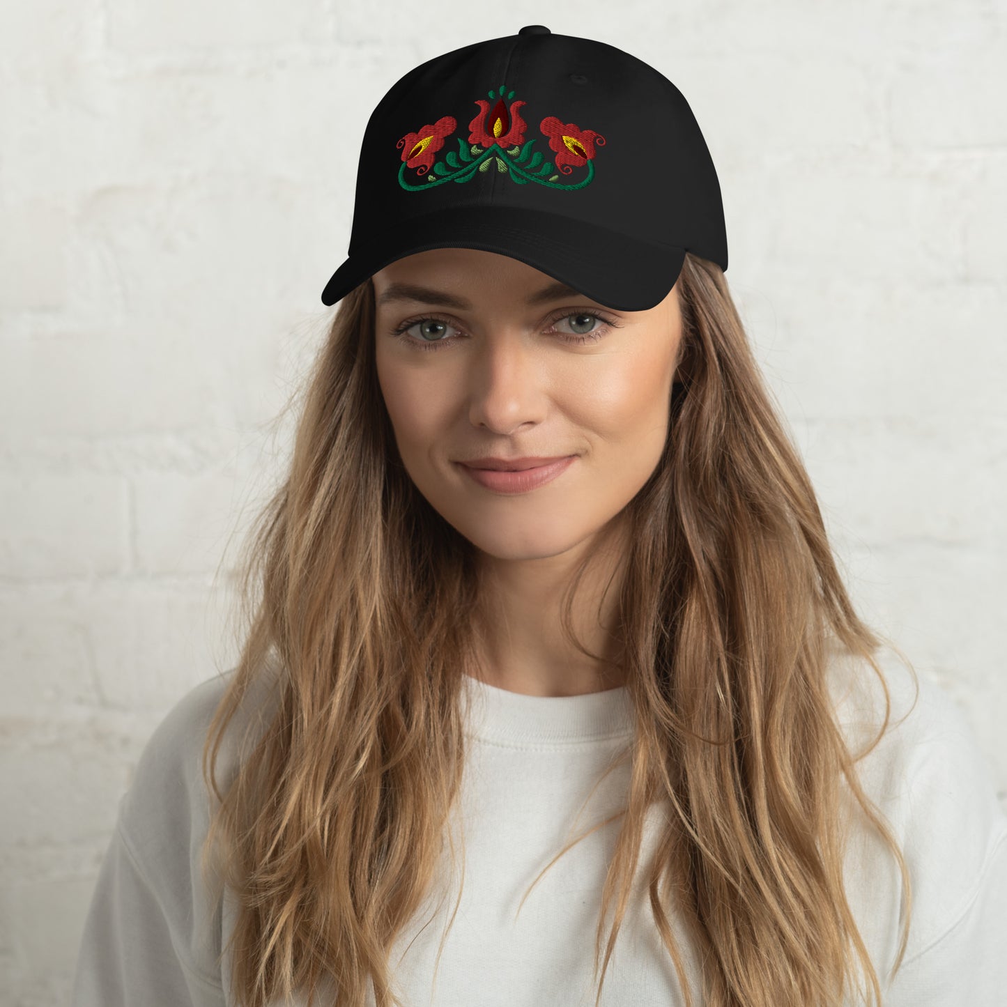 Hungarian Matyó Embroidered Dad Hat - The Global Wanderer