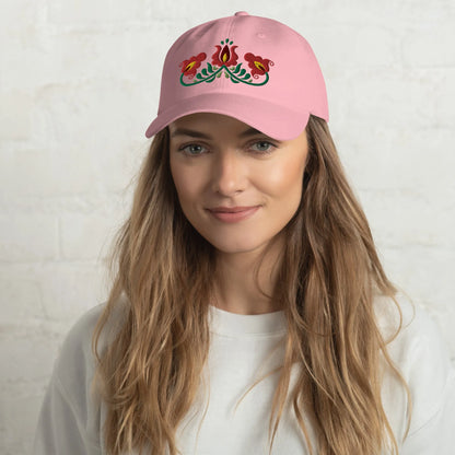 Hungarian Matyó Embroidered Dad Hat - The Global Wanderer