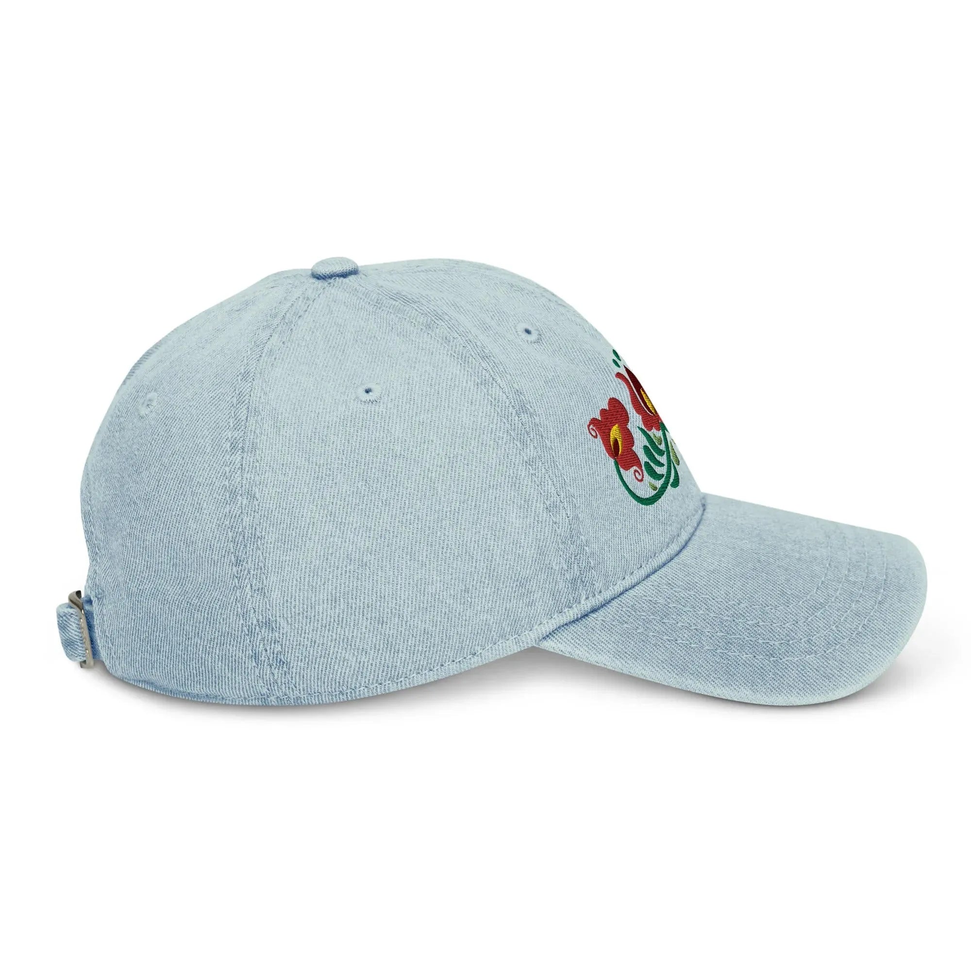 Hungarian Matyó Embroidered Denim Dad Hat - The Global Wanderer