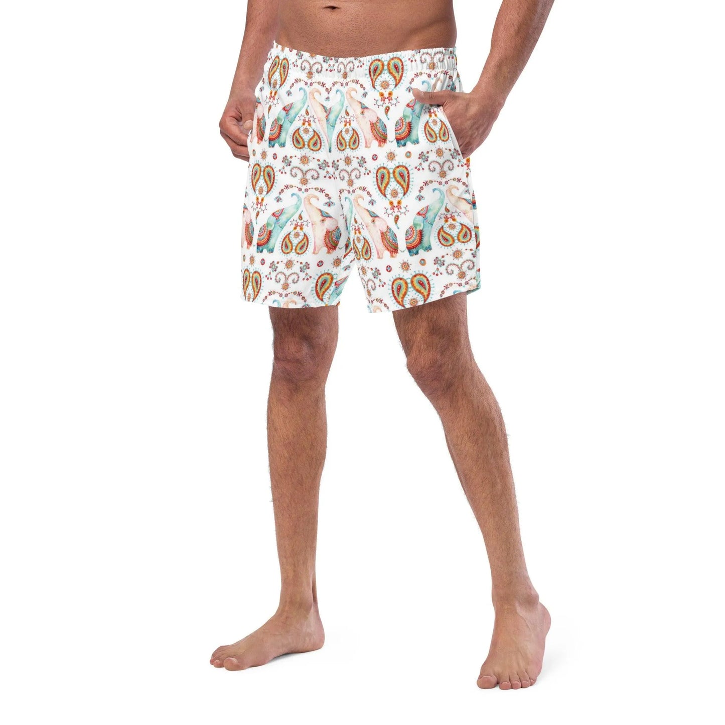 Indian Elephants Recycled Men's Swim Trunks - The Global Wanderer