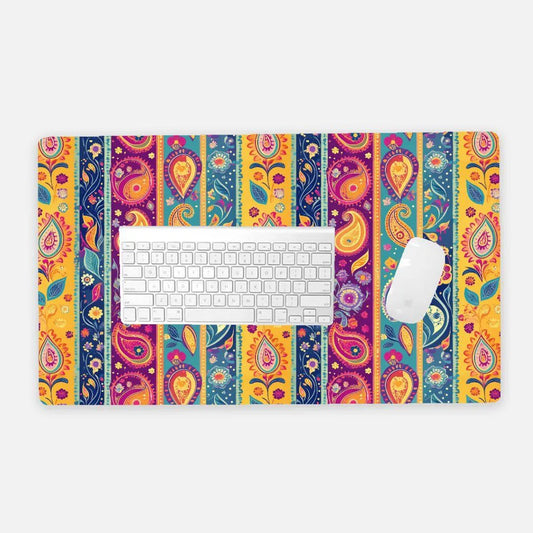 Indian Whimsical Paisley Desk Mat - The Global Wanderer