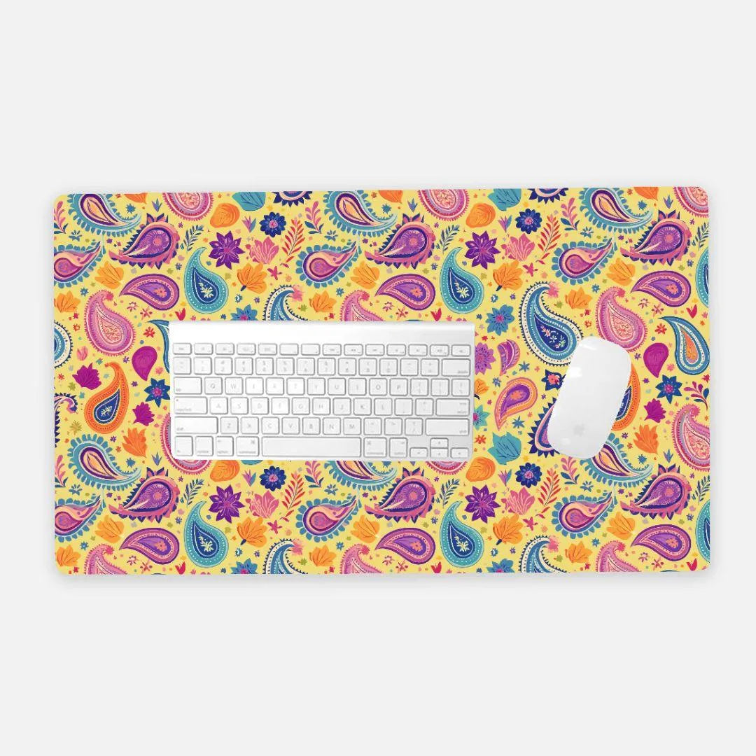 Indian Whimsical Paisley Desk Mat - The Global Wanderer