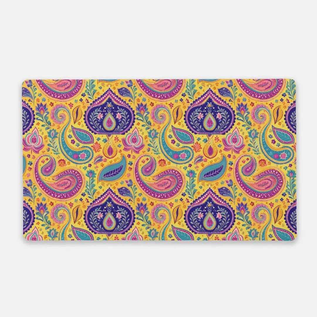 Indian Whimsical Paisley Desk Mat - The Global Wanderer
