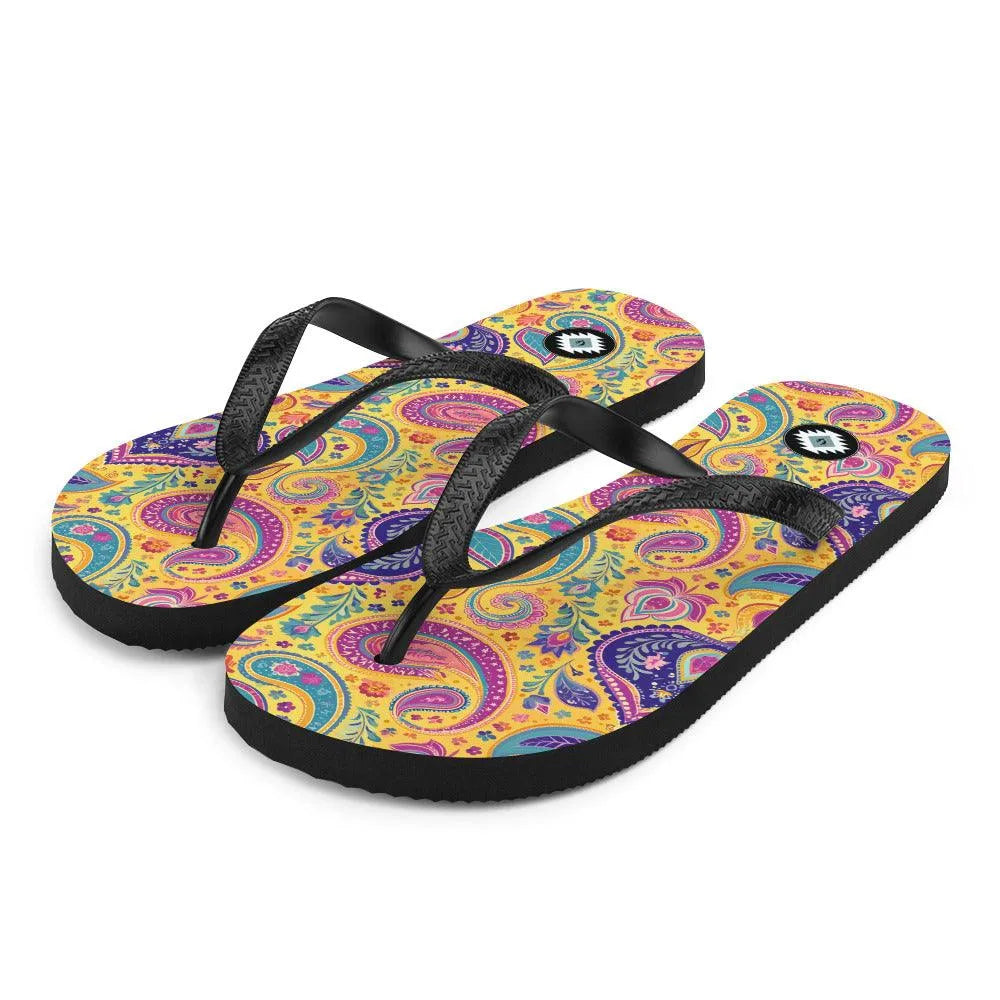 Indian Whimsical Paisley Flip Flops - The Global Wanderer