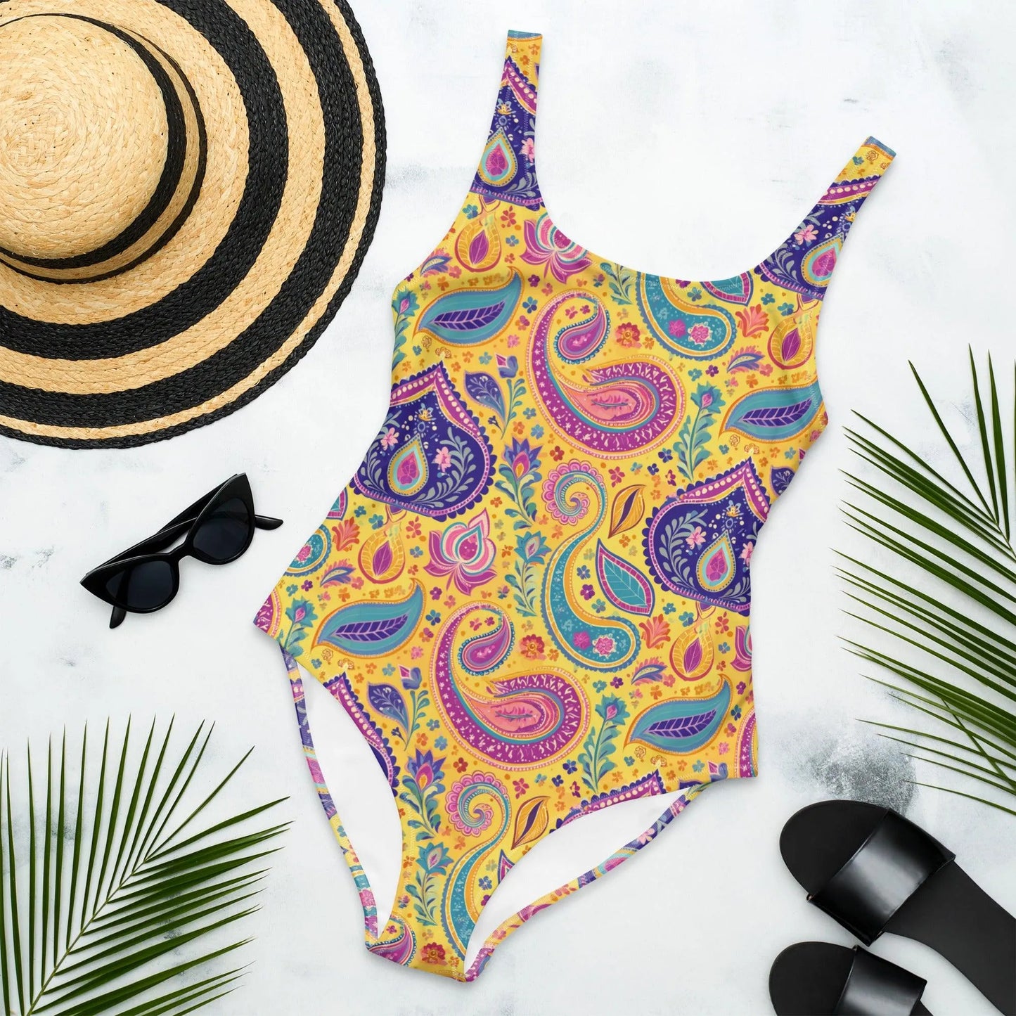 Indian Whimsical Paisley One-Piece Swimsuit - The Global Wanderer