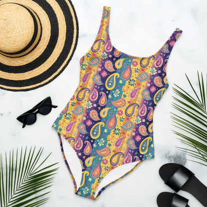 Indian Whimsical Paisley One-Piece Swimsuit - The Global Wanderer