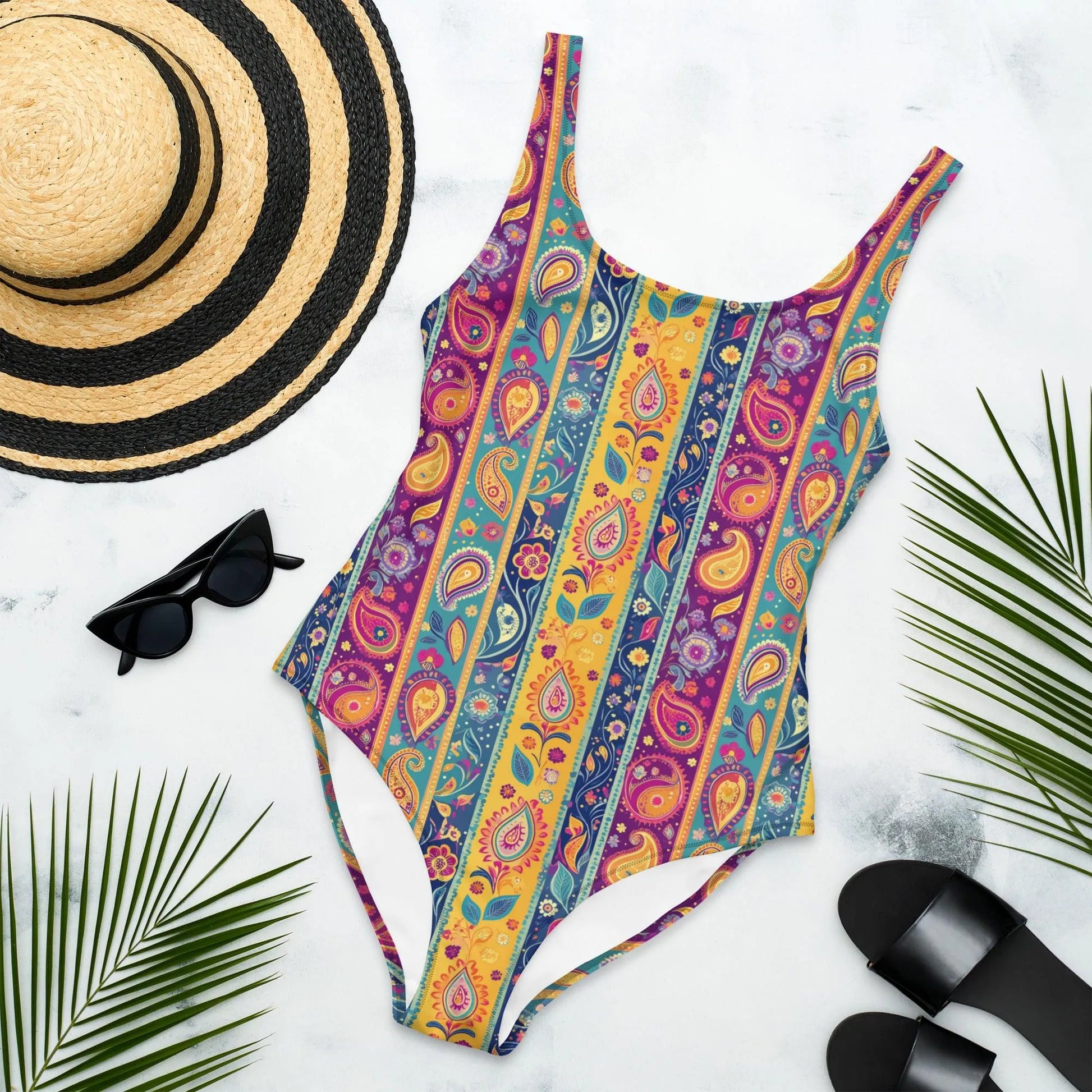 Indian Whimsical Paisley One-Piece Swimsuit - The Global Wanderer