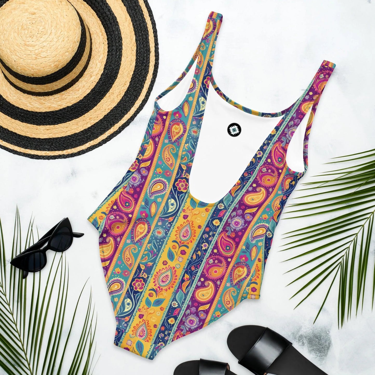 Indian Whimsical Paisley One-Piece Swimsuit - The Global Wanderer