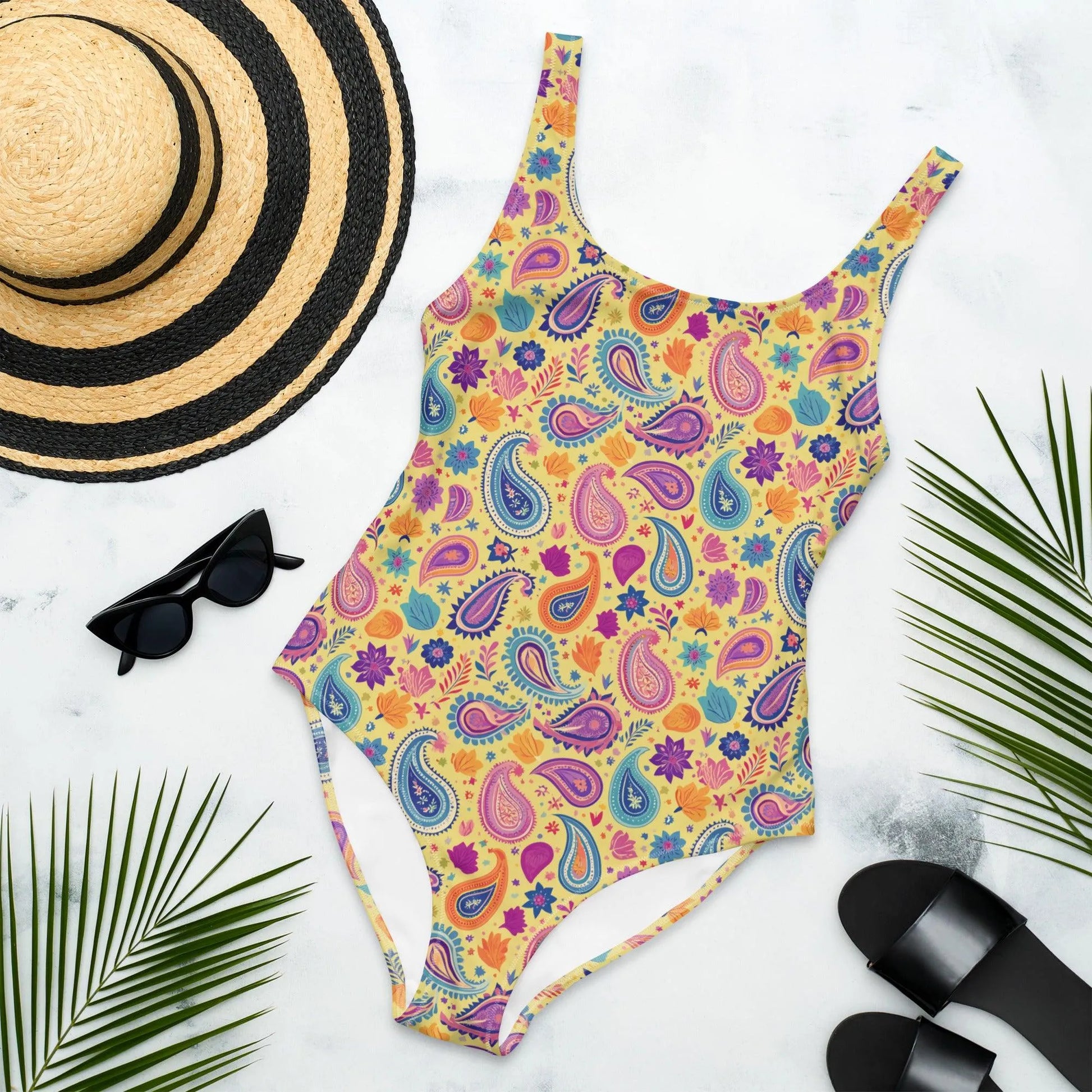 Indian Whimsical Paisley One-Piece Swimsuit - The Global Wanderer