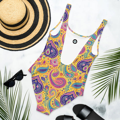 Indian Whimsical Paisley One-Piece Swimsuit - The Global Wanderer