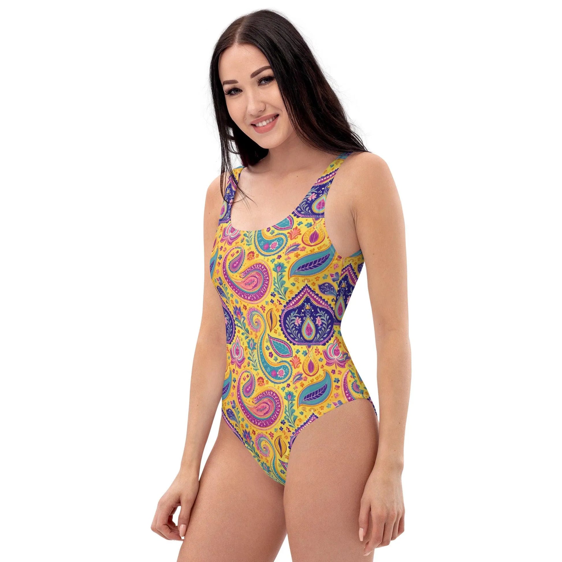 Indian Whimsical Paisley One-Piece Swimsuit - The Global Wanderer