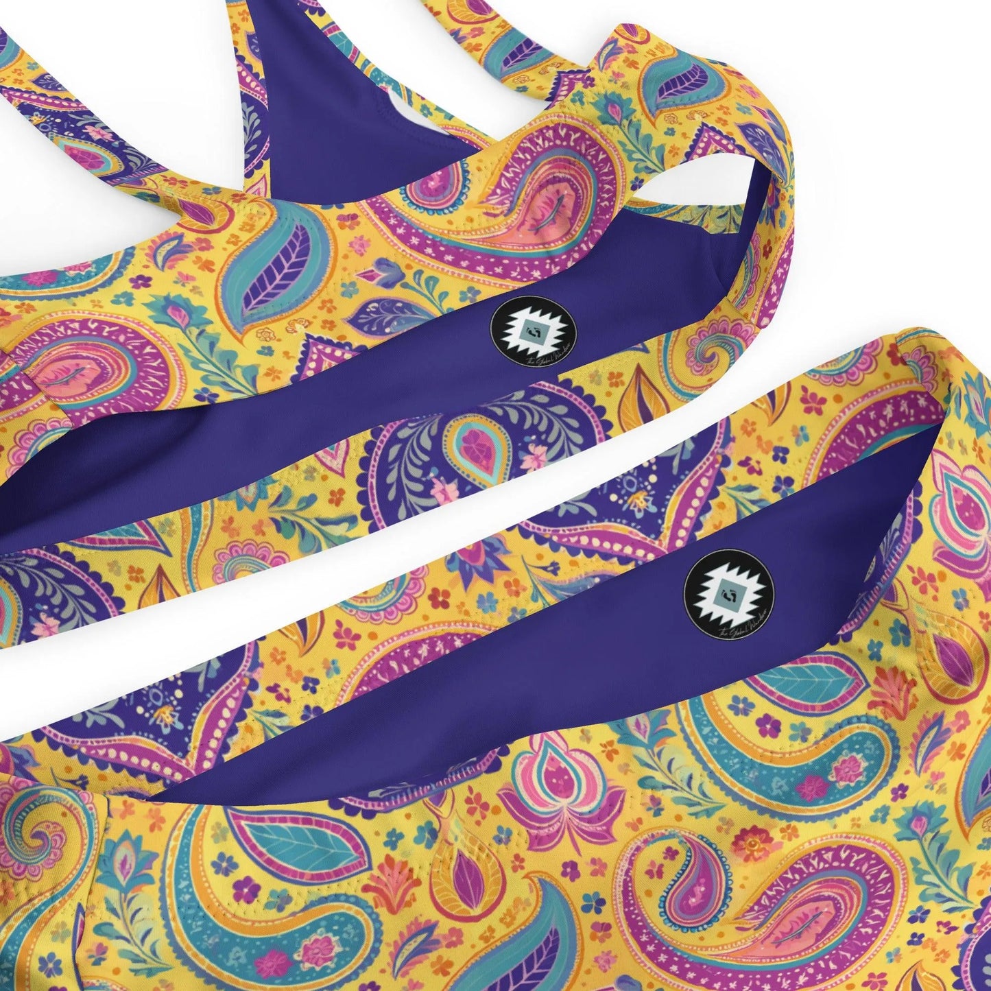 Indian Whimsical Paisley Recycled High-Waisted Bikini - The Global Wanderer